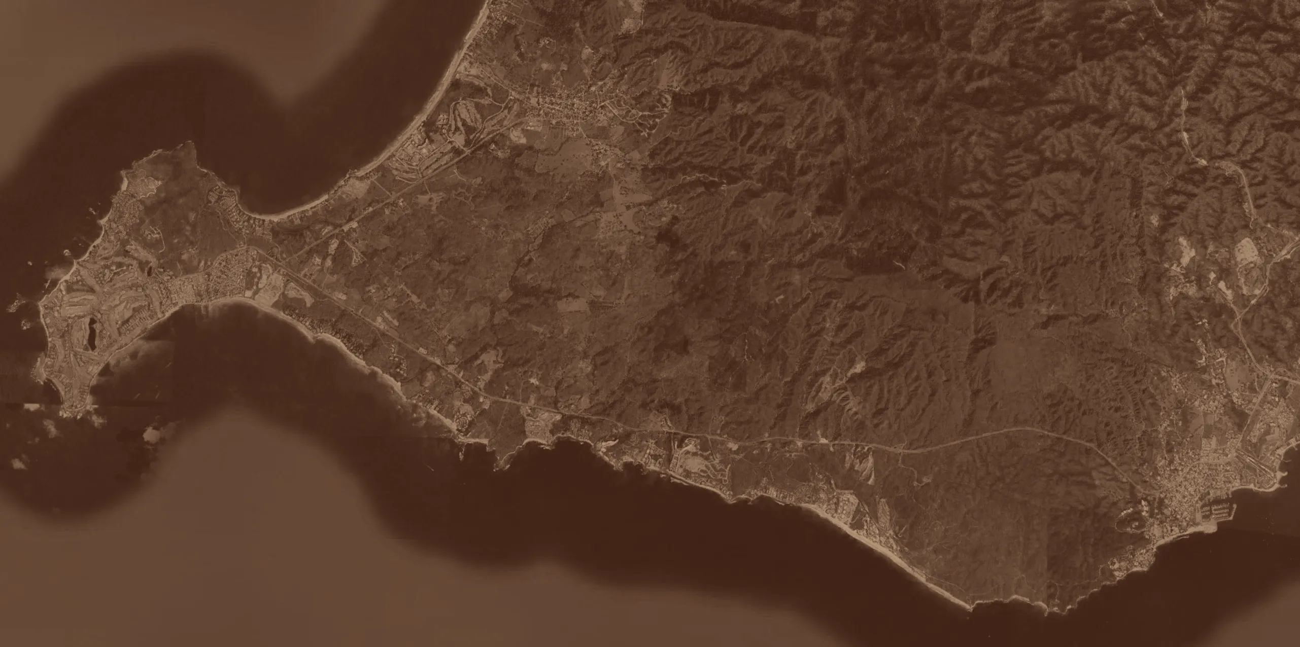 Aerial satellite map of the Punta de Mita area showing Naya Residences, Nayamā, Punta Mita, Higuera Blanca, and Cruz de Huanacaxtle.